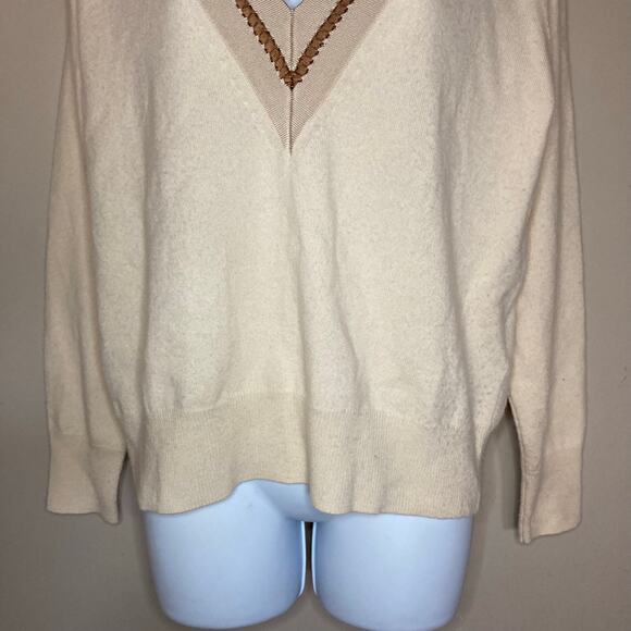 Sandro Women's Bridget Knit V-Neck Sweater In Ivory Wool Cashmere Size 1 / Small - Picture 12 of 16